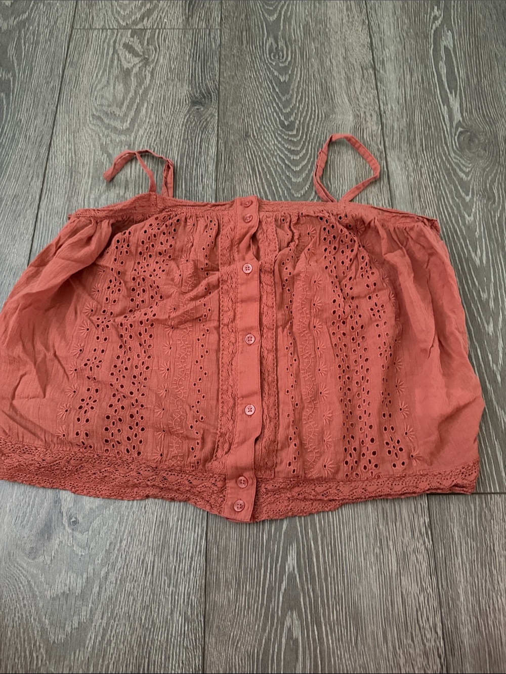 Lucky Brand Rust Eyelet Button-Front Cami